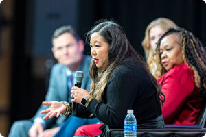 Shayna Hetzel on panel Shayna Hetzel participating in a panel discussion at the Wisconsin Economic Summit.
