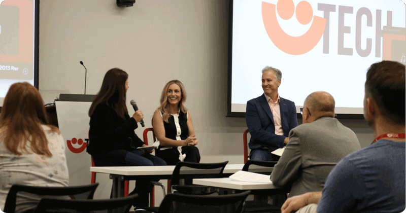 Elaine Coughlin, WEDC’s startup ecosystem director and John Roach, president of Resultant, discuss the Midwestern startup ecosystem at Summerfest TECH.