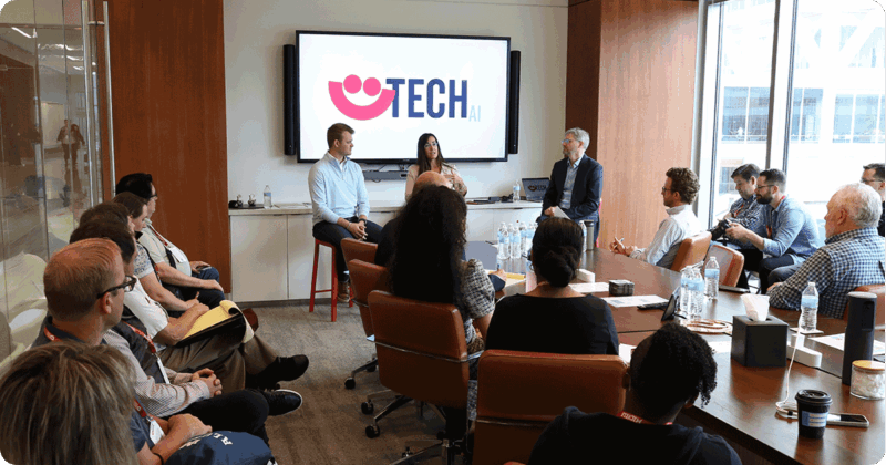 Mason Cook and Laura Strong participate in a panel discussion at SummerfestTECH.