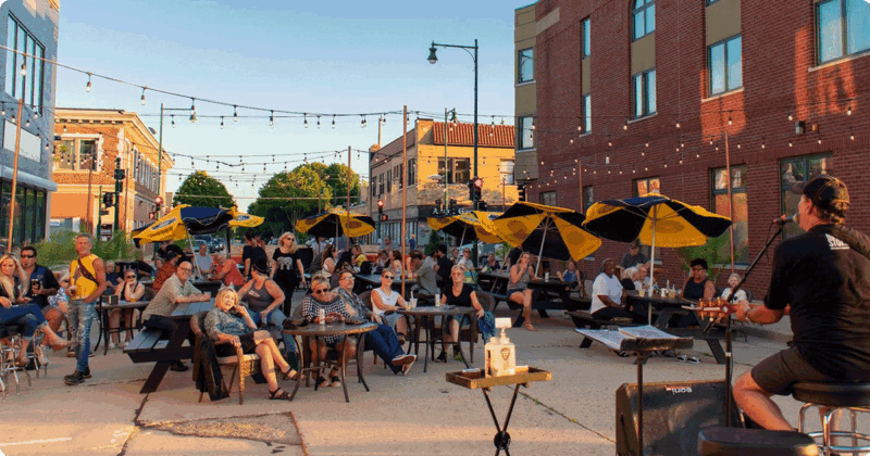 City street shutdown for an outoor concert.
