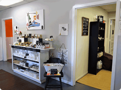 Product displays at YB Urban in Ellsworth.
