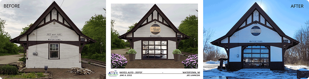 Adaptive reuse of a historic depot in Watertown.