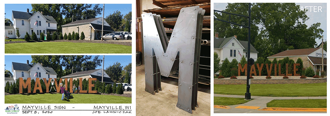 Entry sign in Mayville.