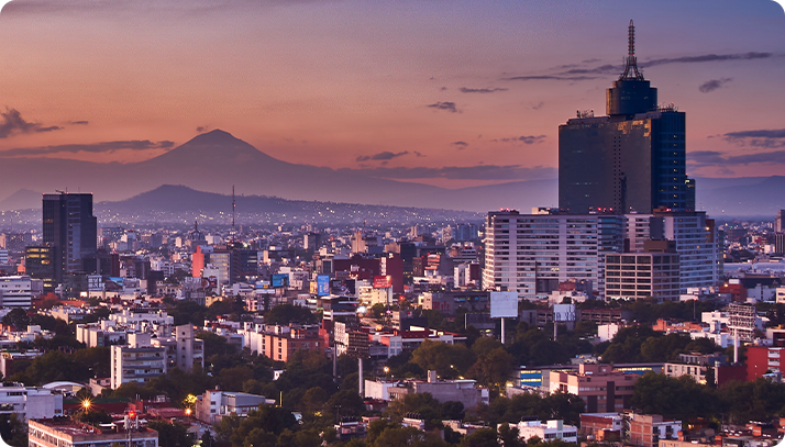 Skyline of a city in Mexico.