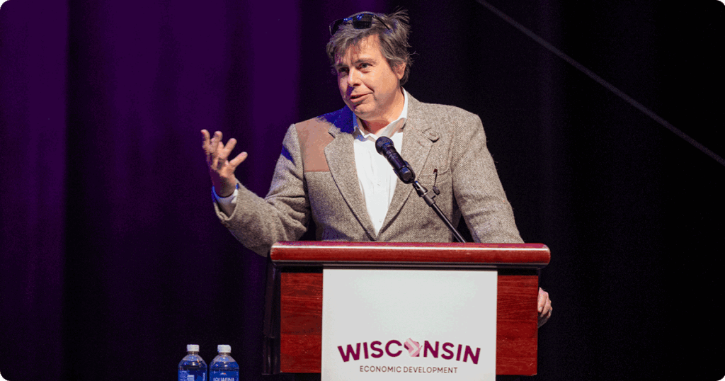 Thomas Kemp, Ph.D. presenting at the Wisconsin Economic Summit.