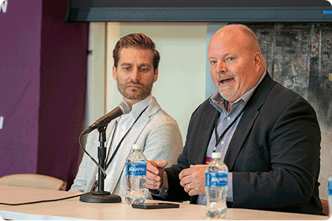 Dominick Bindl, chief operating officer at Realta Fusion and Jon Heup, president of DeltaHawk Engines.