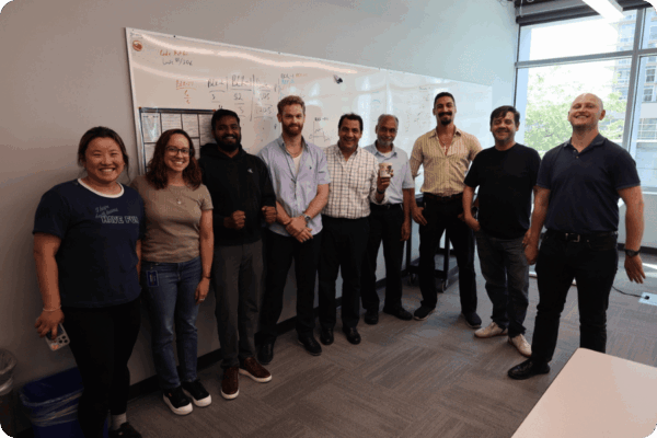 A group of entrepreneurs at a networking event in Madison, WI.
